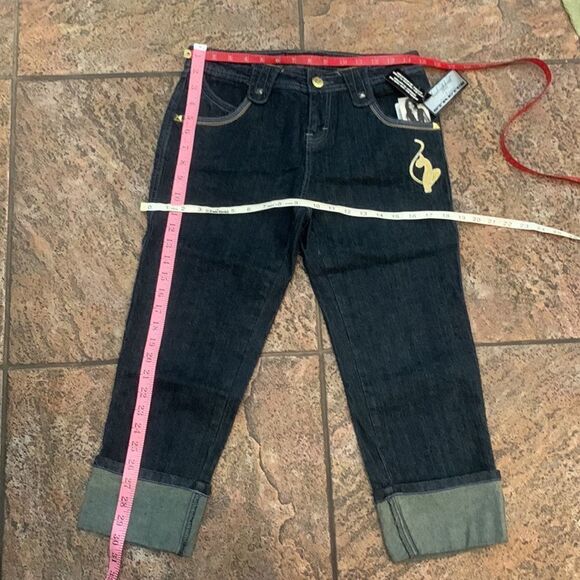 Baby Phat Girlz 10 Rolled Leg Gold Embroider And Hardware 5 Pockets Rami Cotton - Picture 10 of 12